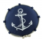 Preview: Rundes Deko Kissen Maritim Blau mit Kordel