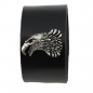 Preview: Armband Leder schwarz mit Motivnieten Krähe