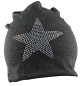 Preview: Mütze Beanie Damen Glitzer mit Strass Applikationen Stern Grau B05 onesize