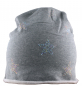 Preview: Mütze Beanie Damen Glitzer mit Strass Applikationen Stern Hellgrau B03 onesize