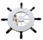 Preview: Maritimes Deko Steuerrad aus Holz im Seedesign Durchmesser ca. 23cm