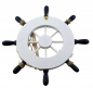 Preview: Maritimes Deko Steuerrad aus Holz im Seedesign Durchmesser ca. 23cm