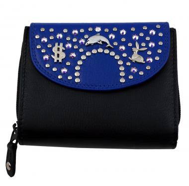 WESTERN-SPEICHER Geldbörse Portemonnaie Leder Strass  Swarovski Elements Klara 15B