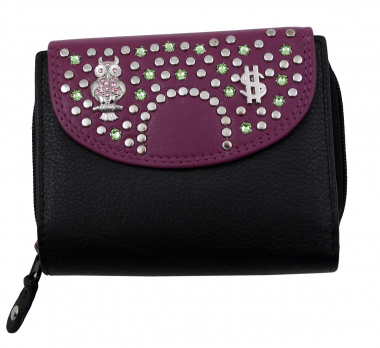 WESTERN-SPEICHER Geldbörse Portemonnaie Leder Strass  Swarovski Elements Klara 15P