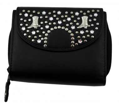 WESTERN-SPEICHER Geldbörse Portemonnaie Leder Strass  Swarovski Elements Klara 50