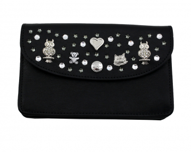 WESTERN-SPEICHER Große Geld Börse Portemonnaie Leder Strass Swarovski Elements Hanna14