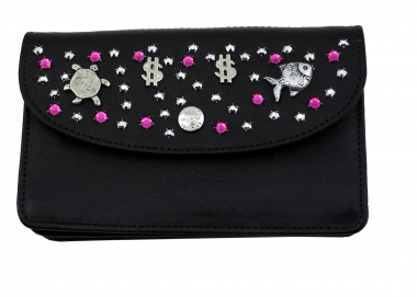 WESTERN-SPEICHER Große Geld Börse Portemonnaie Leder Strass Swarovski Elements Hanna16