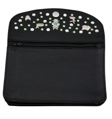 WESTERN-SPEICHER Große Geld Börse Portemonnaie Leder Strass Swarovski Elements Hanna17