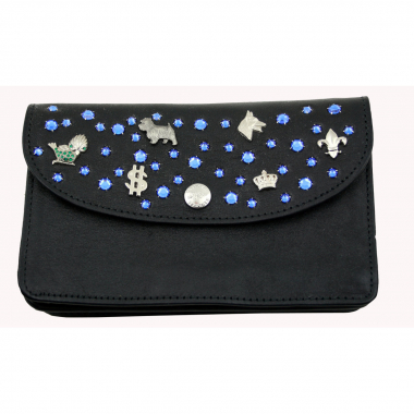 WESTERN-SPEICHER Große Geld Börse Portemonnaie Leder Strass Swarovski Elements Hanna 152