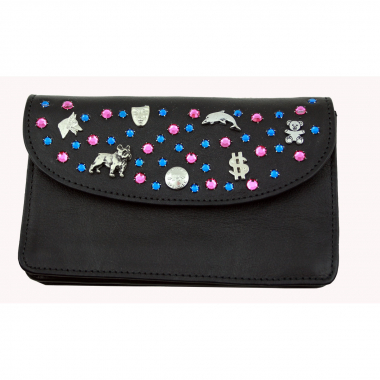 WESTERN-SPEICHER Große Geld Börse Portemonnaie Leder Strass Swarovski Elements Hanna 155