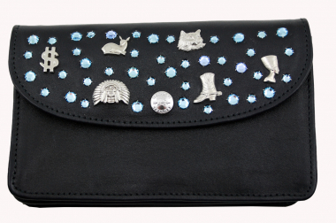WESTERN-SPEICHER Große Geld Börse Portemonnaie Leder Strass Swarovski Elements Hanna 157