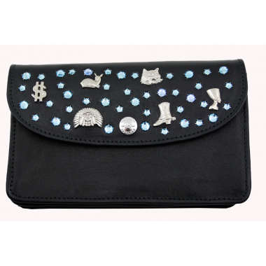 WESTERN-SPEICHER Große Geld Börse Portemonnaie Leder Strass Swarovski Elements Hanna 157