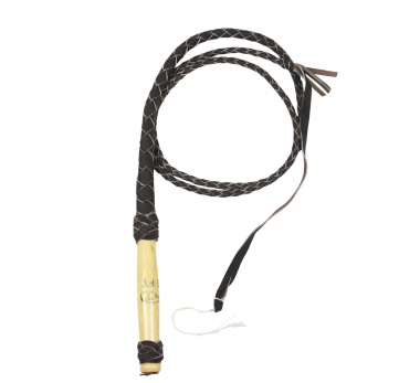 Bullenpeitsche Whip aus Leder - Handarbeit aus Mexico - mit massiven Holzgriff