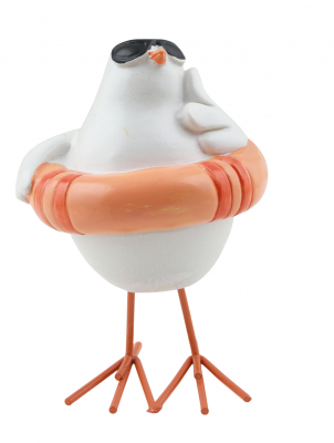 Preview: Maritime Deko Figur Huhn aus Polystone im Seedesign Höhe ca.11cm DH14