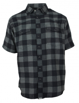 Freizeithemd Herren Flanell Hemd Kurzarm Baumwolle schwarz/grau B-Ware!! S bis 4XL