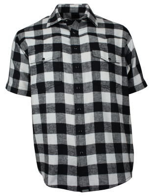 Freizeithemd Herren Flanell Hemd Kurzarm Baumwolle schwarz/weiß B-Ware!! S bis 4XL