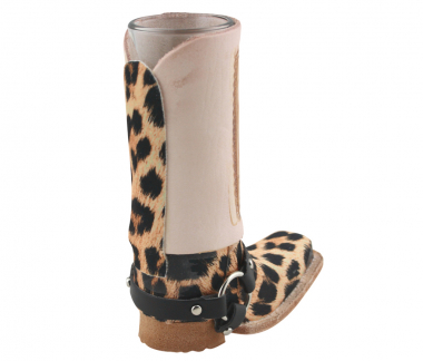 Preview: Schnapsglas im Cowboy Stiefel aus Leder – Handarbeit Mexico –Western GL11