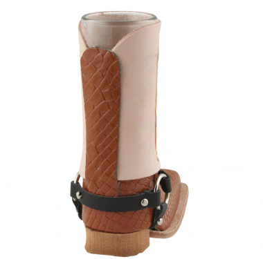 Preview: Schnapsglas im Cowboy Stiefel aus Leder – Handarbeit Mexico –Western GL12