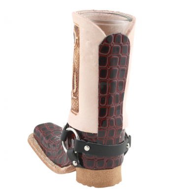 Preview: Schnapsglas im Cowboy Stiefel aus Leder – Handarbeit Mexico –Western GL14
