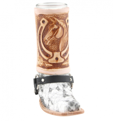 Schnapsglas im Cowboy Stiefel aus Leder – Handarbeit Mexico –Western GL15