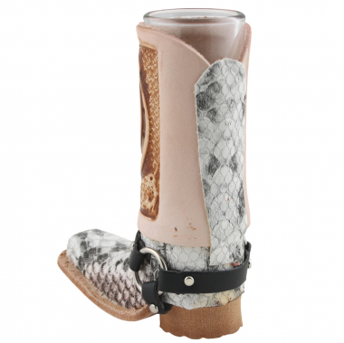 Preview: Schnapsglas im Cowboy Stiefel aus Leder – Handarbeit Mexico –Western GL15