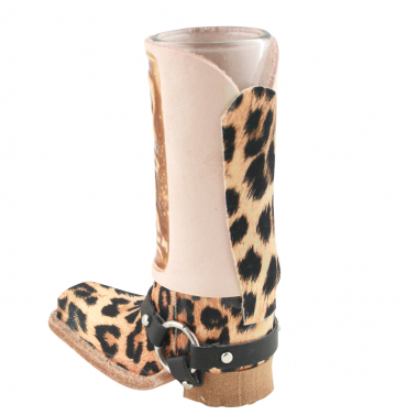 Preview: Schnapsglas im Cowboy Stiefel aus Leder – Handarbeit Mexico –Western GL17