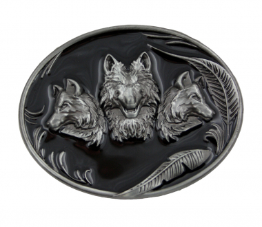 Gürtelschnalle Wolf aus Zinn – Buckle für Gürtel bis 4 cm GS12