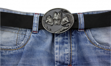 Preview: Gürtelschnalle Wolf aus Zinn – Buckle für Gürtel bis 4 cm GS12