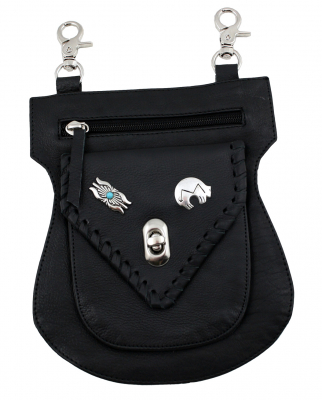 Festival Tasche Gürteltasche Hüfttasche Geldbörse Leder mit Karabiner K22