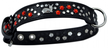 Hundehalsband Leder Strass Swarovski-Elements M/H012