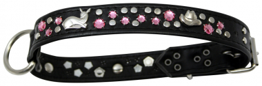 Hundehalsband Leder Strass Swarovski-Elements S/H016
