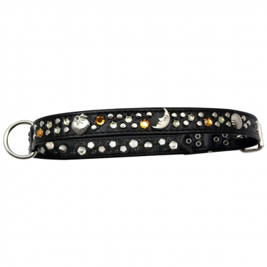 Hundehalsband Leder Strass Swarovski-Elements L/H018