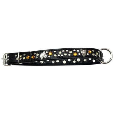 Hundehalsband Leder Strass Swarovski-Elements L/H018