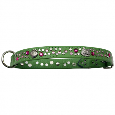 Hundehalsband Leder Strass Swarovski-Elements L/H020