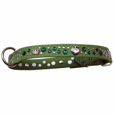 Hundehalsband Leder Strass Swarovski-Elements M/H021