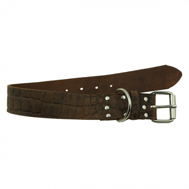 Preview: Hundehalsband Leder  Braun Halsumfang 37-47cm Breite 4cm Indi09