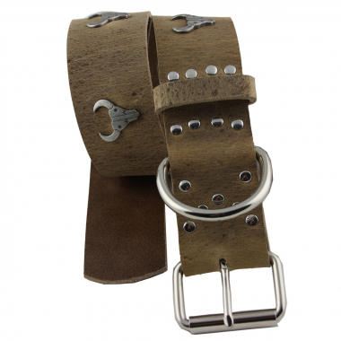 Preview: Hundehalsband Leder Indi03 Braun  Größe 55 - 61cm Breite 5cm
