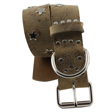 Preview: Hundehalsband Leder Indi04 Braun  Größe 47 - 53cm Breite 5cm