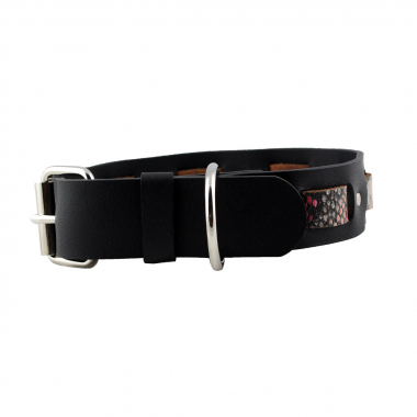 Hundehalsband Leder Schwarz Indi 05 Größe 48 - 54cm Breite 4cm