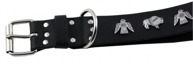 Hundehalsband Leder  Schwarz Halsumfang 56-62cm Breite 4cm Indi07 -