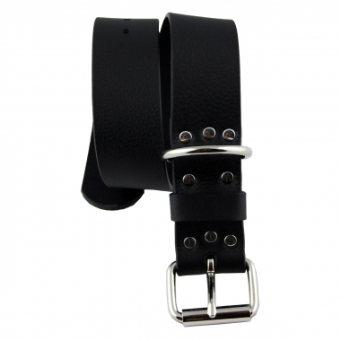 Preview: Hundehalsband Leder Schwarz Größe 56 - 62cm Breite 4cm