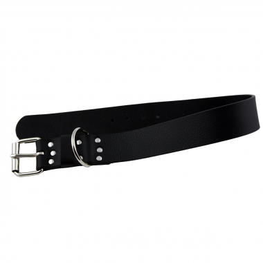 Preview: Hundehalsband Leder Schwarz Größe 56 - 62cm Breite 4cm