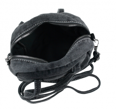 Preview: Kleine Damen Jeans Handtasche Denim Schultertasche Crossbody Tasche schwarz JT10