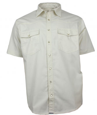 WESTERN-SPEICHER Jeanshemd Kurzarm Baumwolle Beige Perlmuttknöpfe in Hemdfarbe  Größe S - 4XL