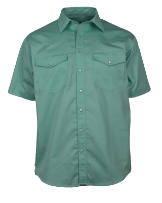 Jeanshemd Kurzarm mit Perlmuttknöpfen Baumwolle Grün B-WARE Größe S - 4XL