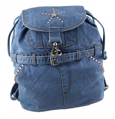 Jeans Rucksack Blau mit Swarovski-Elements Strass 15