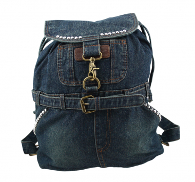 Jeans Rucksack Dunkelblau mit Swarovski-Elements Strass S22