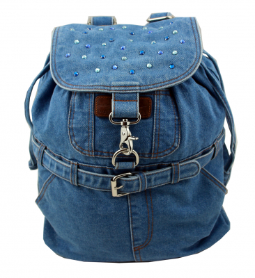 Jeans Rucksack Blau mit Swarovski-Elements Strass 17