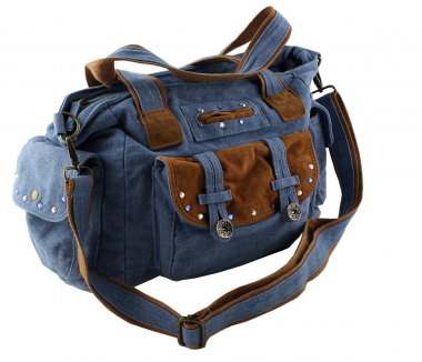 Jeanstasche Schultertasche Blau mit Swarovski-Elements Strass C17