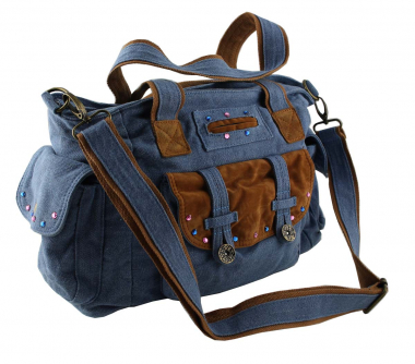 Jeanstasche Schultertasche Blau mit Swarovski-Elements Strass C18